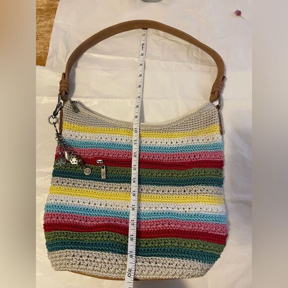 The Sak Sequoia Multi Color Crochet Hobo Striped Medium Boho Handbag - Picture 6 of 11